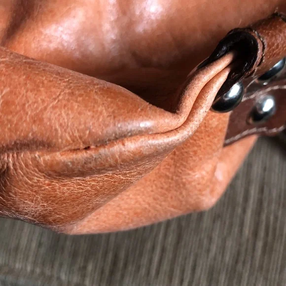 Tano Orange Distressed Glazed Leather Bucket Bag - Picture 15 of 16